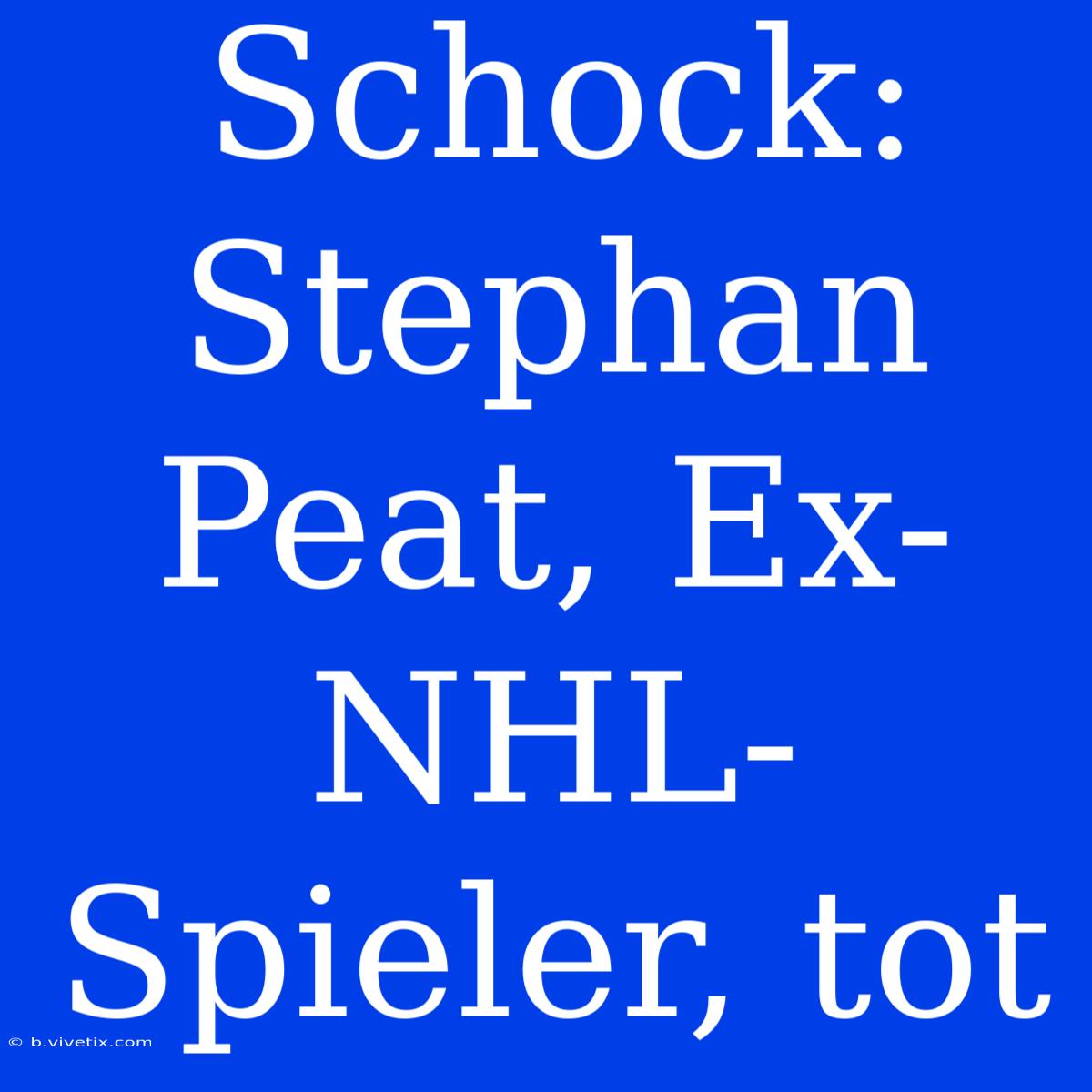 Schock: Stephan Peat, Ex-NHL-Spieler, Tot