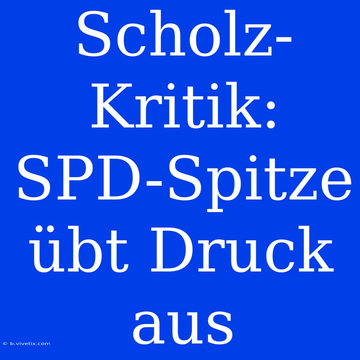 Scholz-Kritik: SPD-Spitze Übt Druck Aus