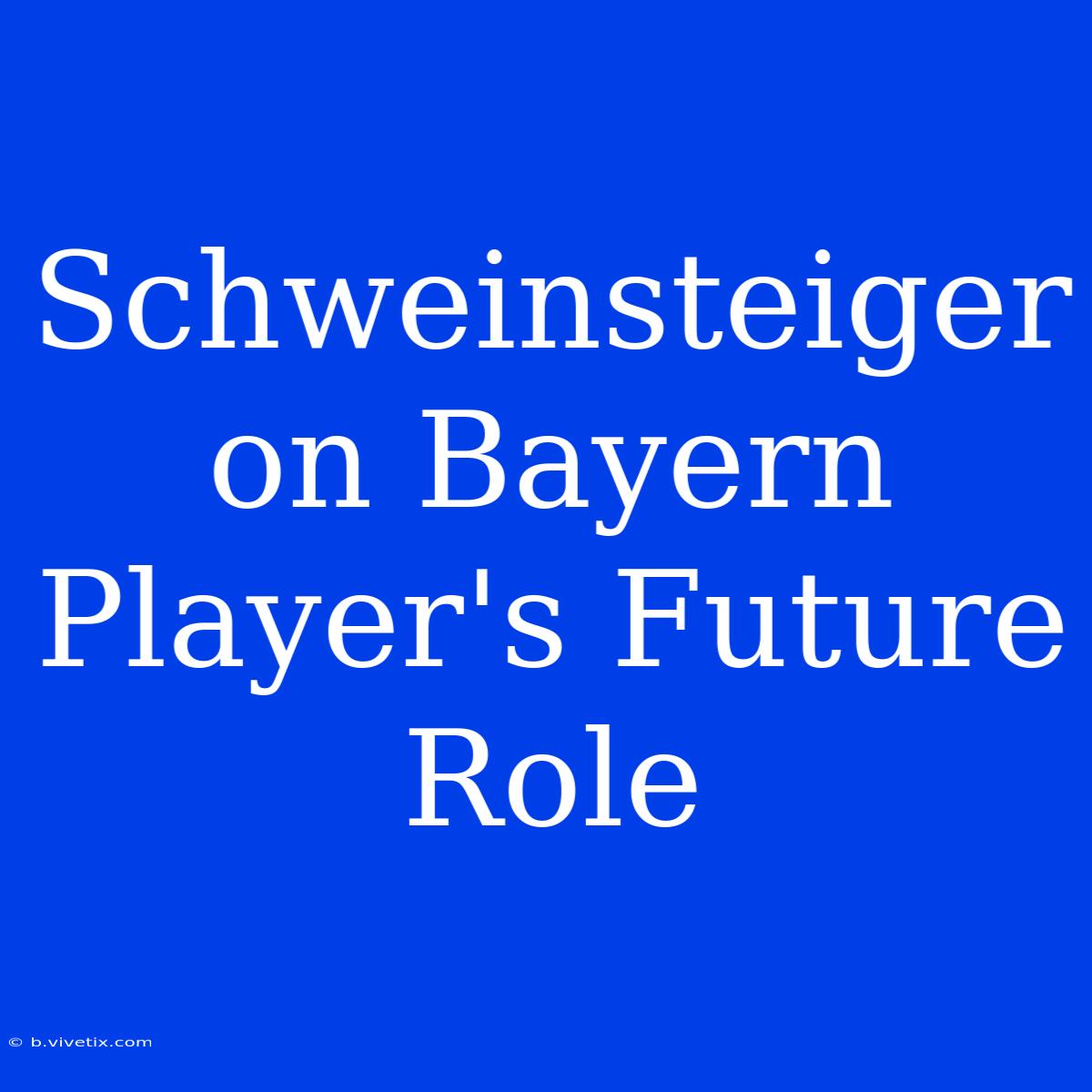 Schweinsteiger On Bayern Player's Future Role 