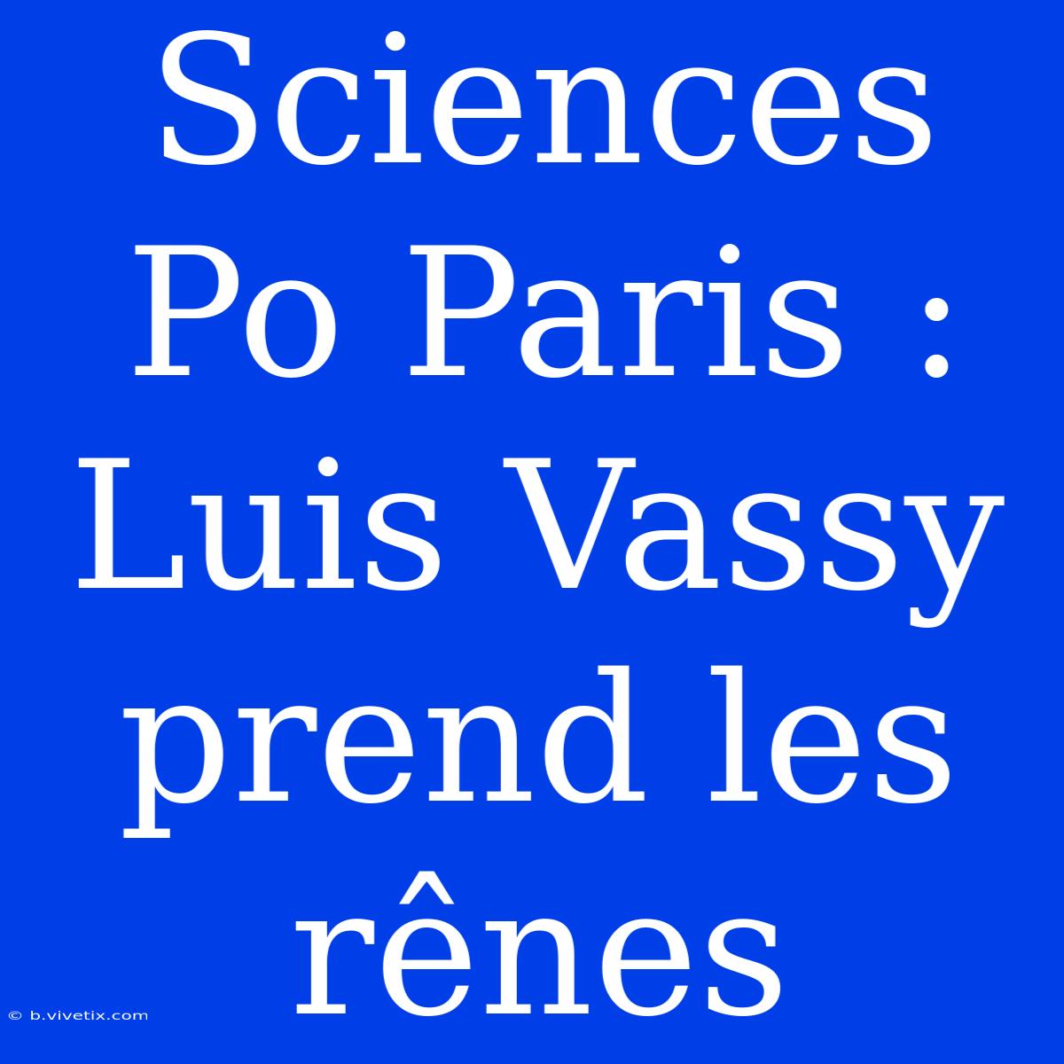 Sciences Po Paris : Luis Vassy Prend Les Rênes