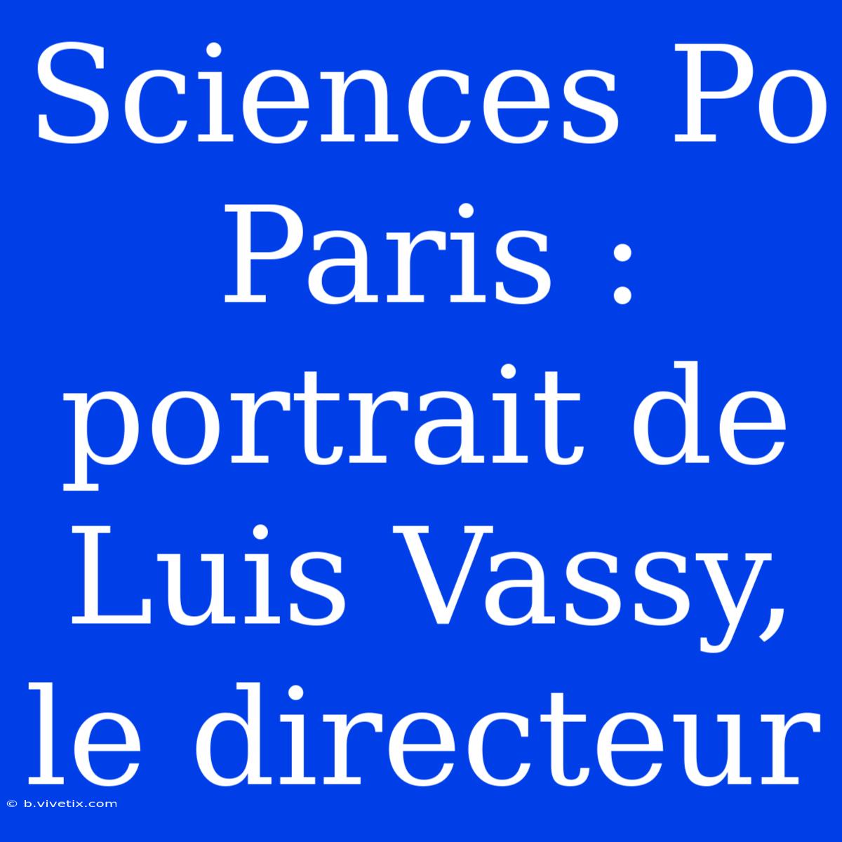 Sciences Po Paris : Portrait De Luis Vassy, Le Directeur