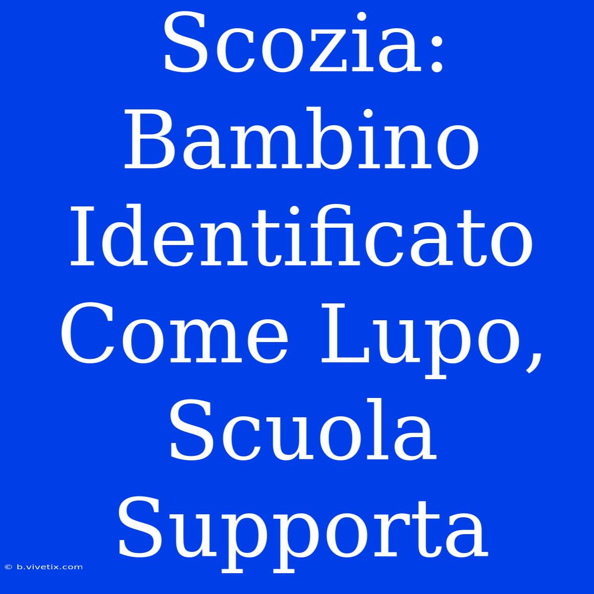 Scozia: Bambino Identificato Come Lupo, Scuola Supporta