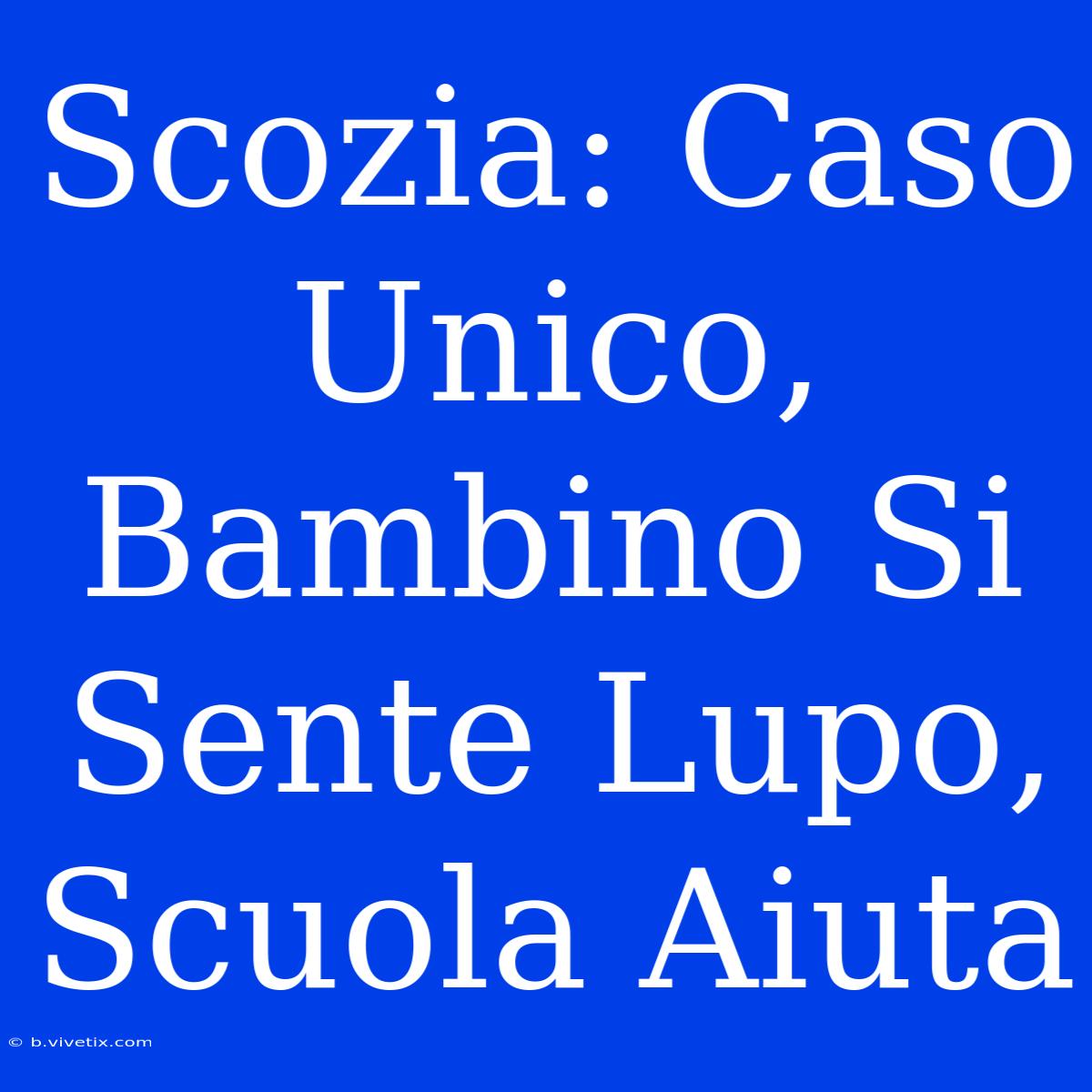 Scozia: Caso Unico, Bambino Si Sente Lupo, Scuola Aiuta