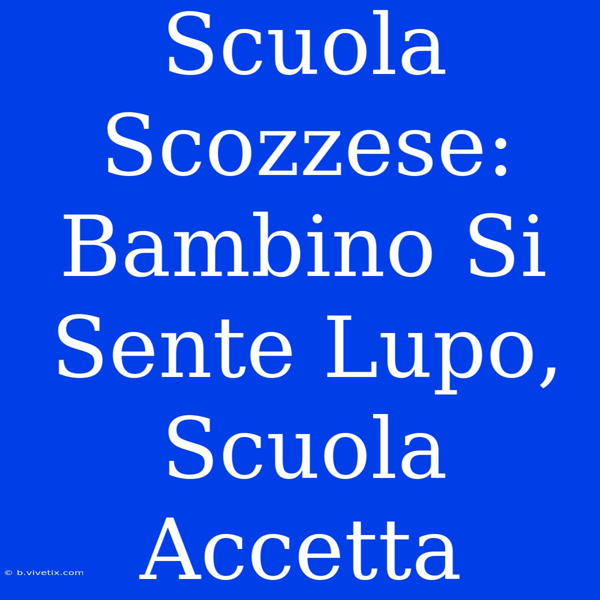 Scuola Scozzese: Bambino Si Sente Lupo, Scuola Accetta