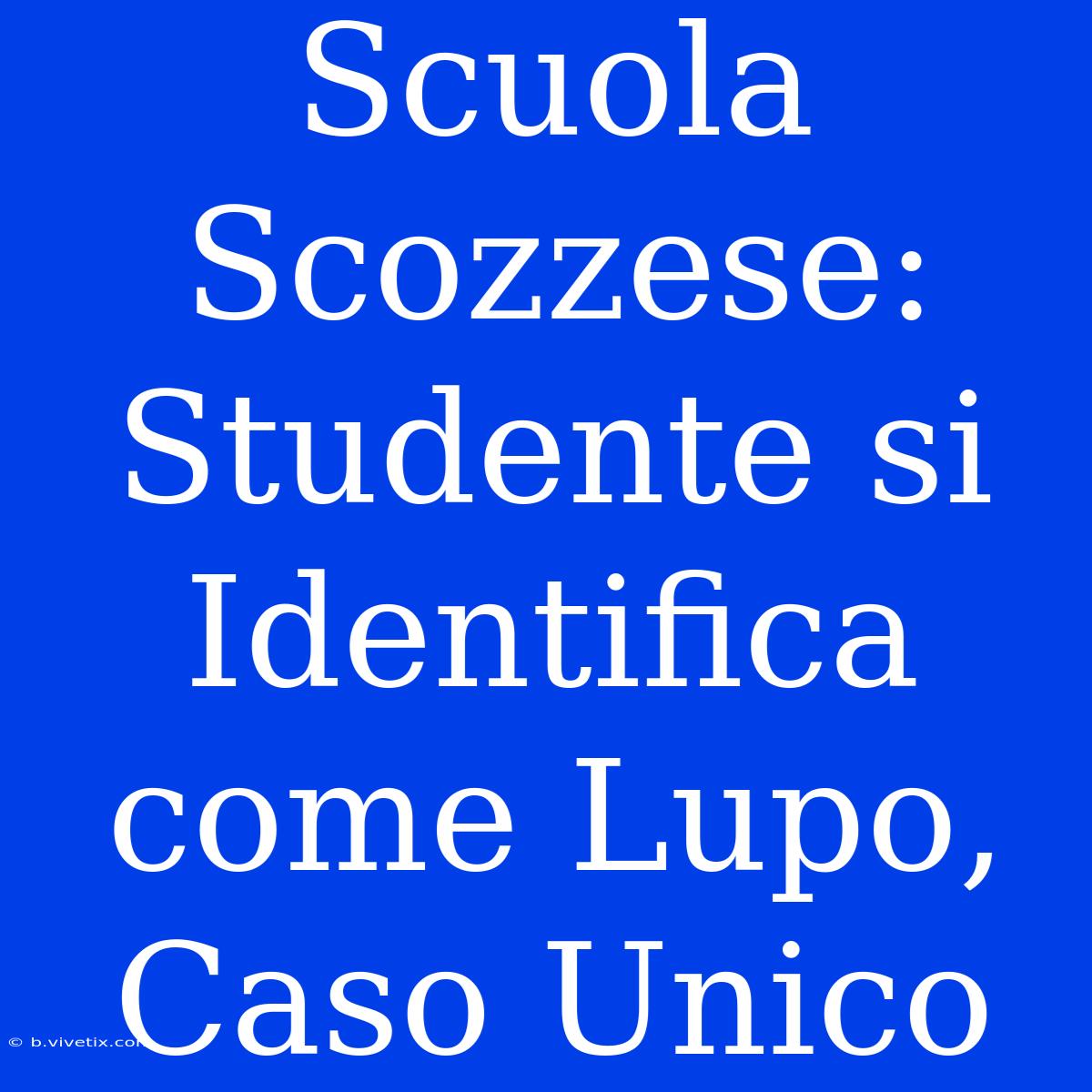 Scuola Scozzese: Studente Si Identifica Come Lupo, Caso Unico