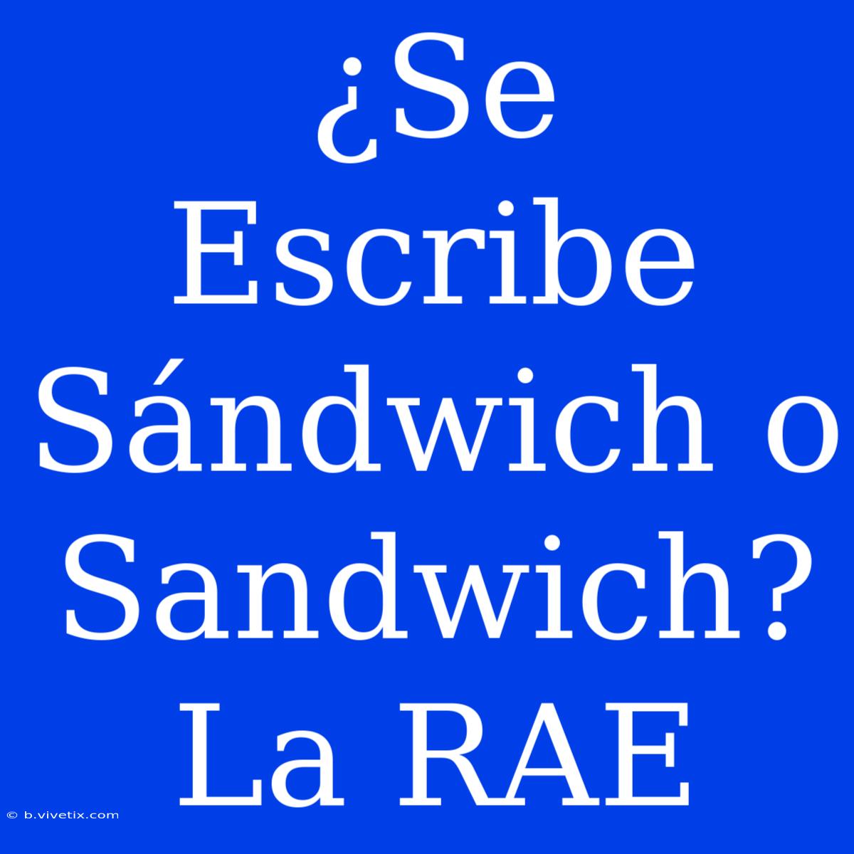 ¿Se Escribe Sándwich O Sandwich? La RAE