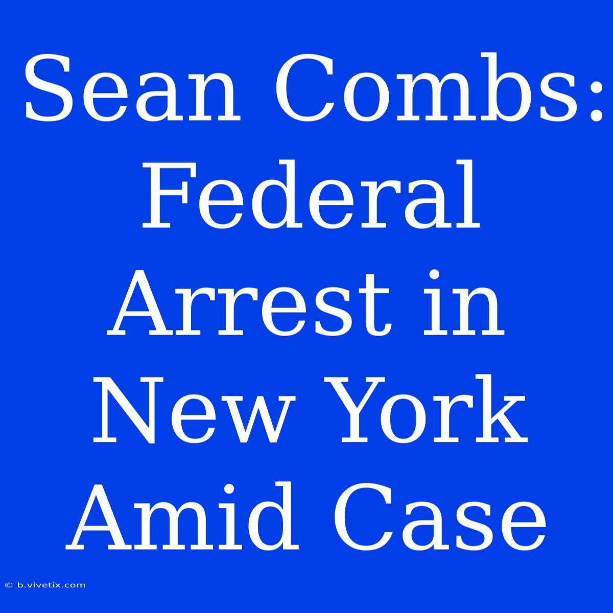 Sean Combs: Federal Arrest In New York Amid Case