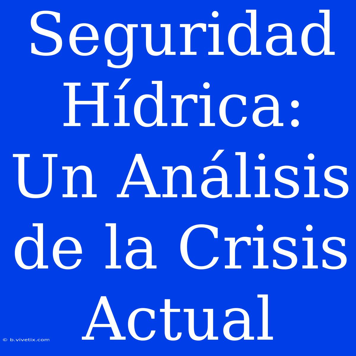 Seguridad Hídrica: Un Análisis De La Crisis Actual