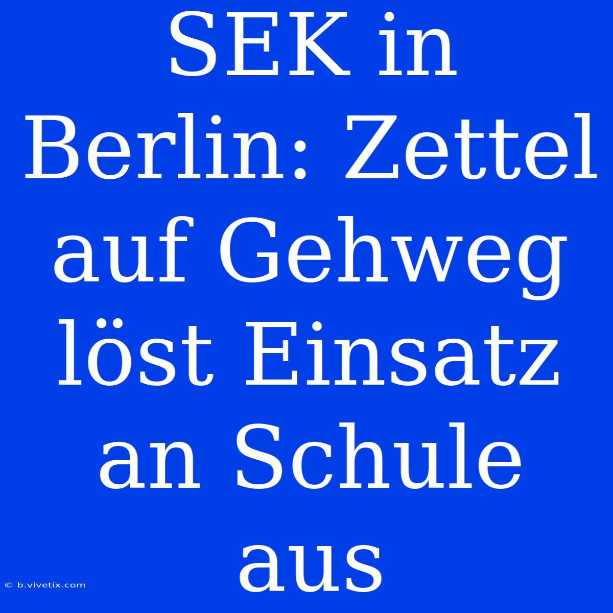 SEK In Berlin: Zettel Auf Gehweg Löst Einsatz An Schule Aus