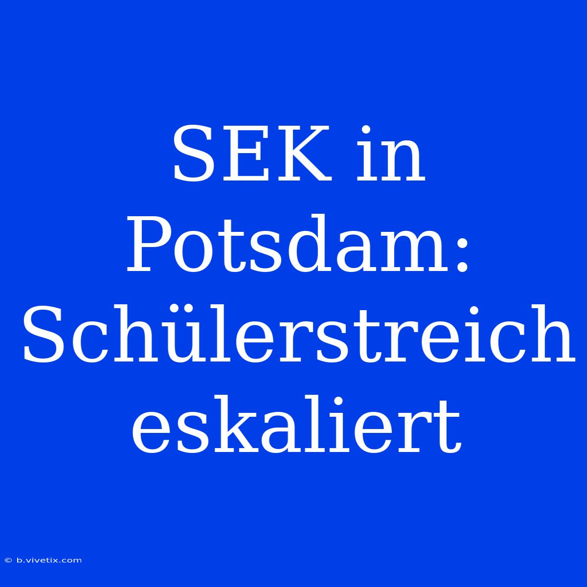 SEK In Potsdam: Schülerstreich Eskaliert