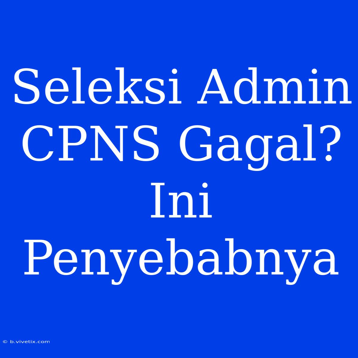 Seleksi Admin CPNS Gagal? Ini Penyebabnya