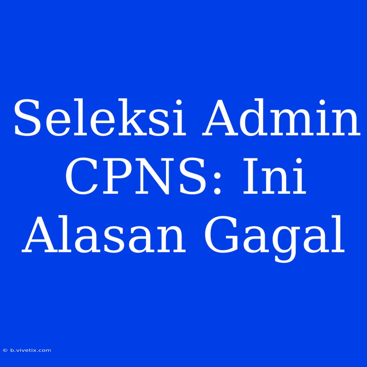 Seleksi Admin CPNS: Ini Alasan Gagal