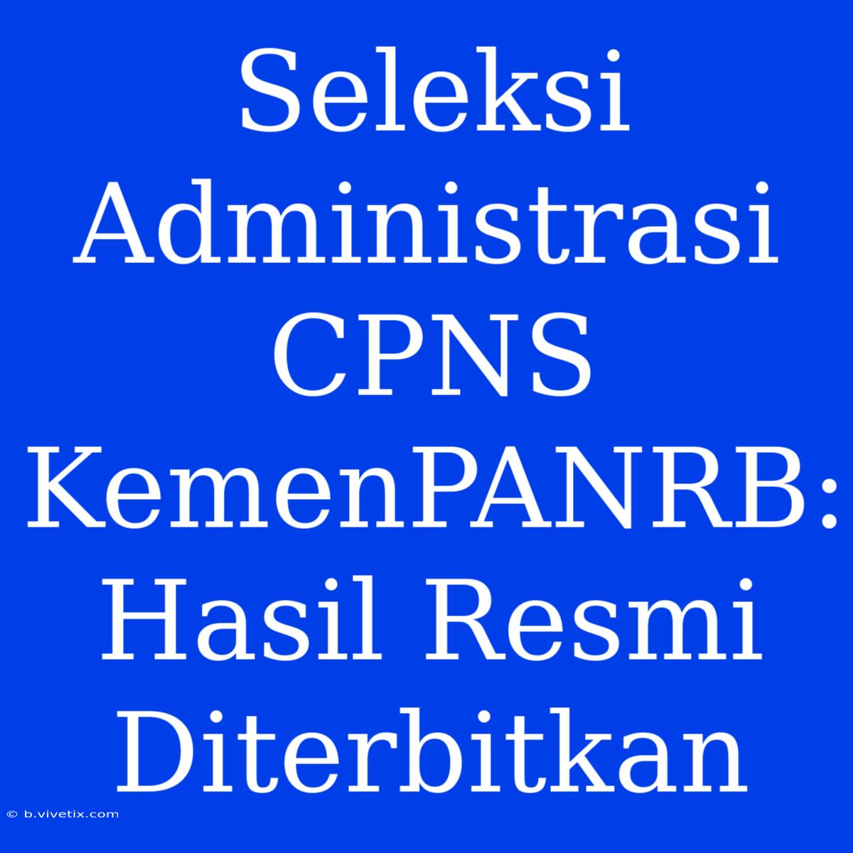 Seleksi Administrasi CPNS KemenPANRB: Hasil Resmi Diterbitkan