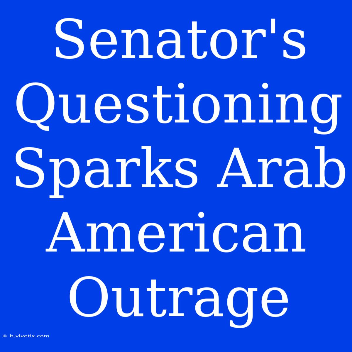 Senator's Questioning Sparks Arab American Outrage