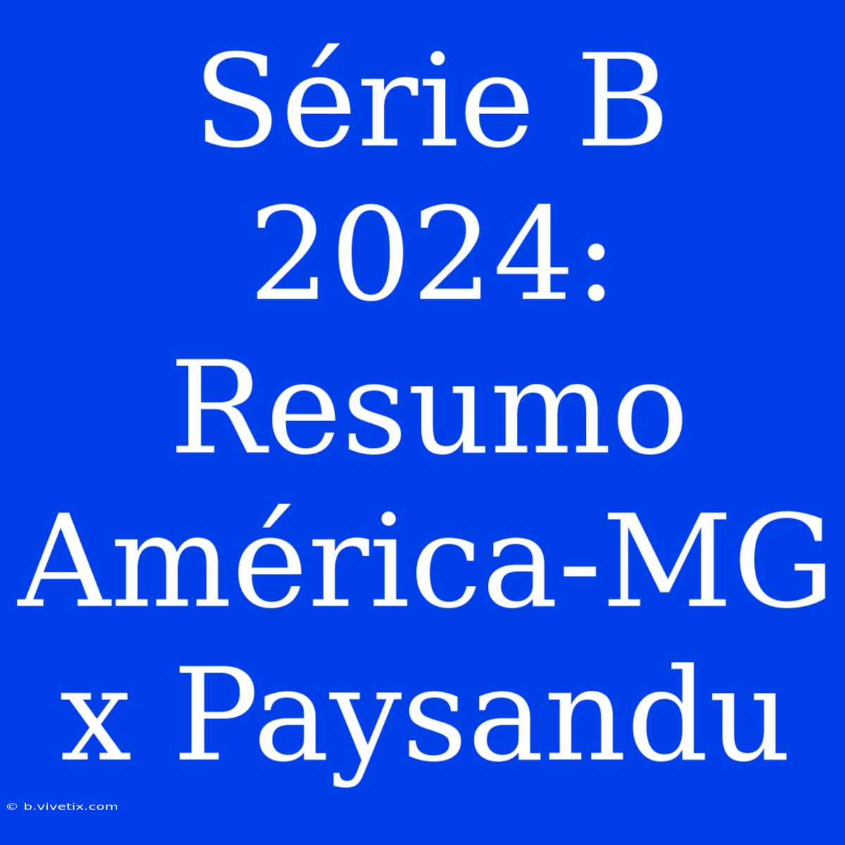 Série B 2024: Resumo América-MG X Paysandu