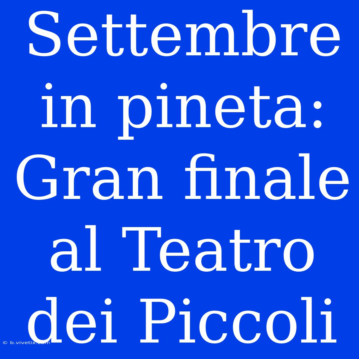 Settembre In Pineta: Gran Finale Al Teatro Dei Piccoli