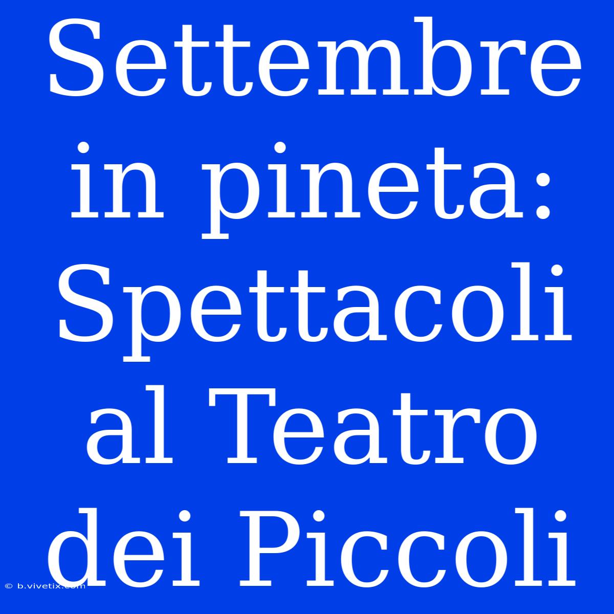 Settembre In Pineta: Spettacoli Al Teatro Dei Piccoli