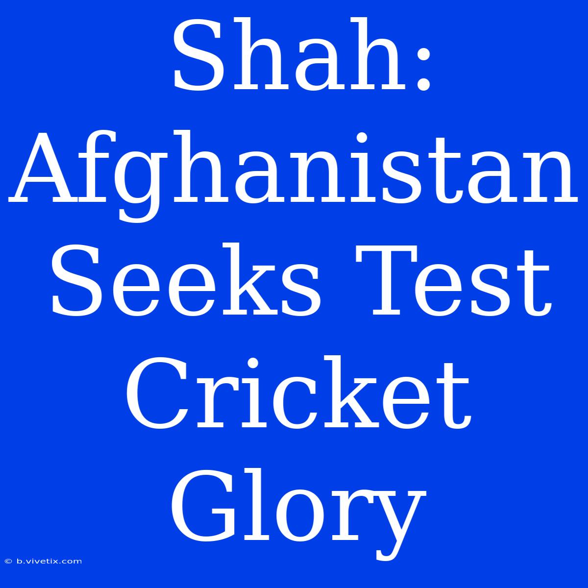 Shah: Afghanistan Seeks Test Cricket Glory