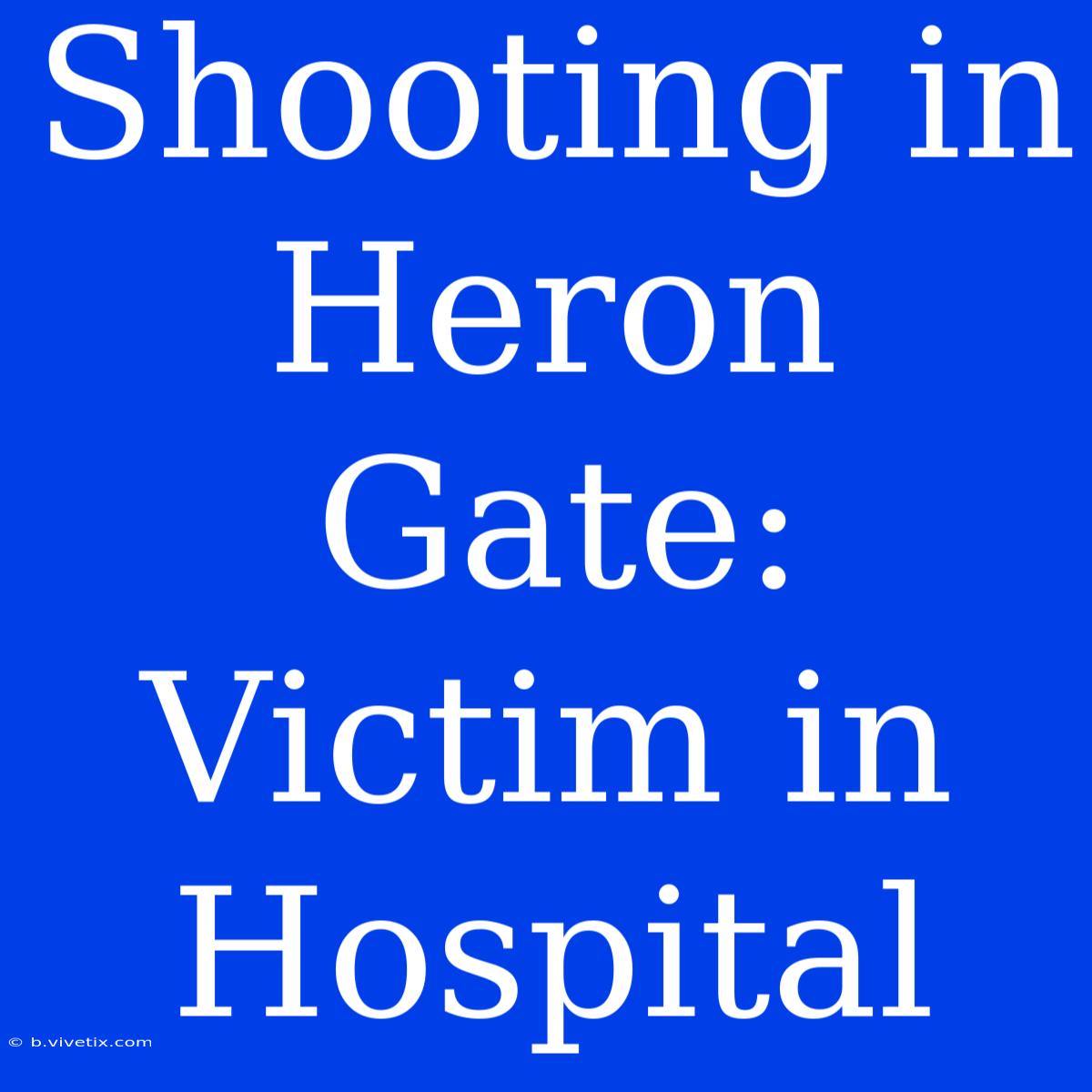 Shooting In Heron Gate: Victim In Hospital