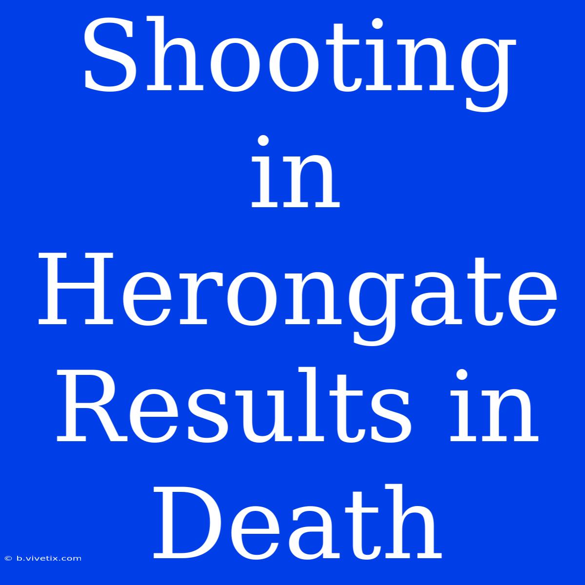 Shooting In Herongate Results In Death