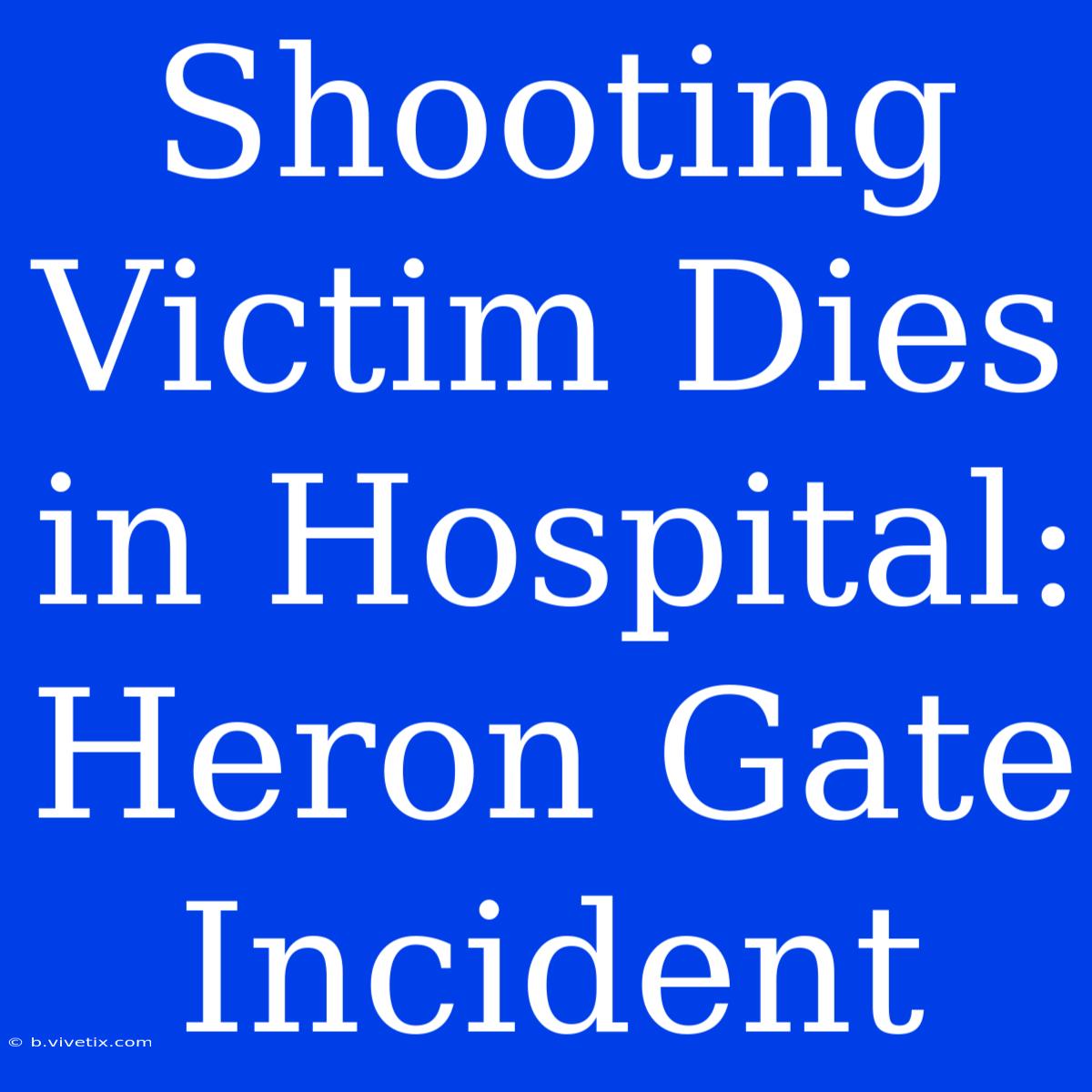 Shooting Victim Dies In Hospital: Heron Gate Incident