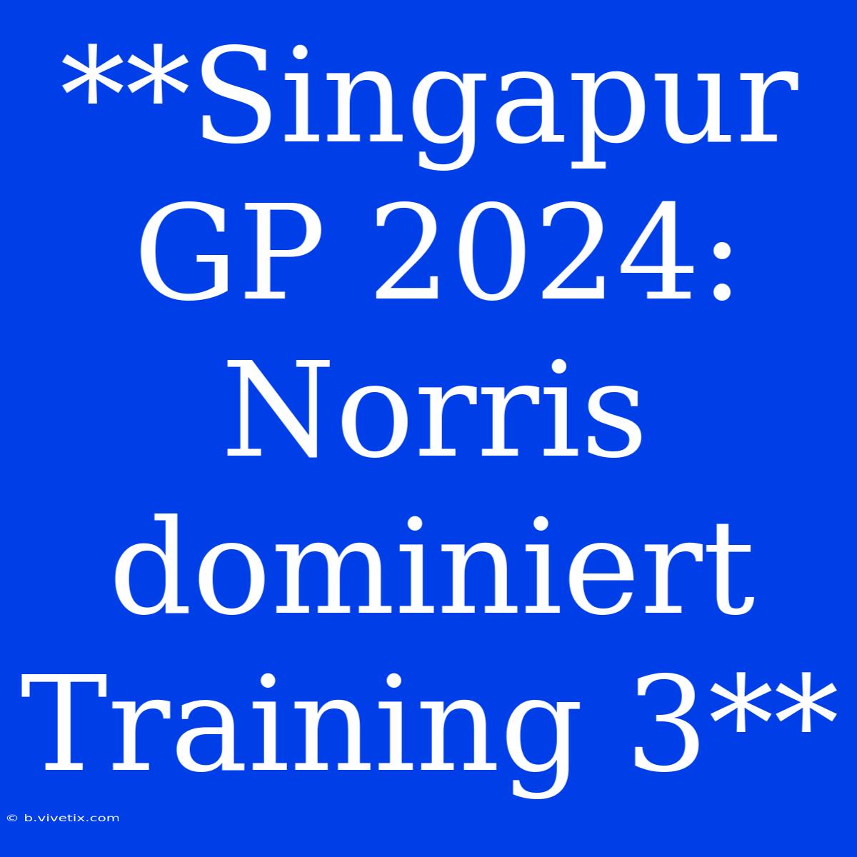 **Singapur GP 2024: Norris Dominiert Training 3**