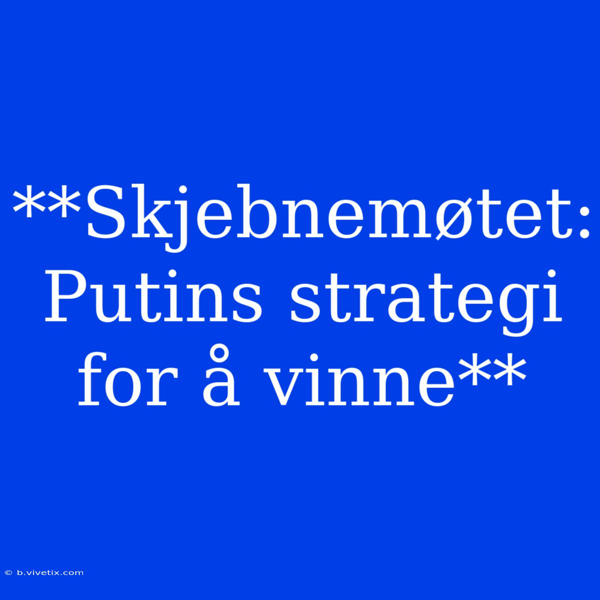 **Skjebnemøtet: Putins Strategi For Å Vinne**