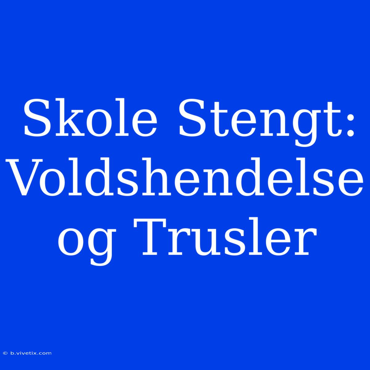 Skole Stengt: Voldshendelse Og Trusler