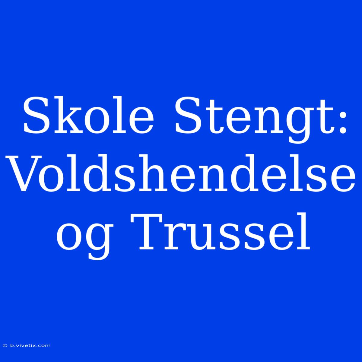 Skole Stengt: Voldshendelse Og Trussel