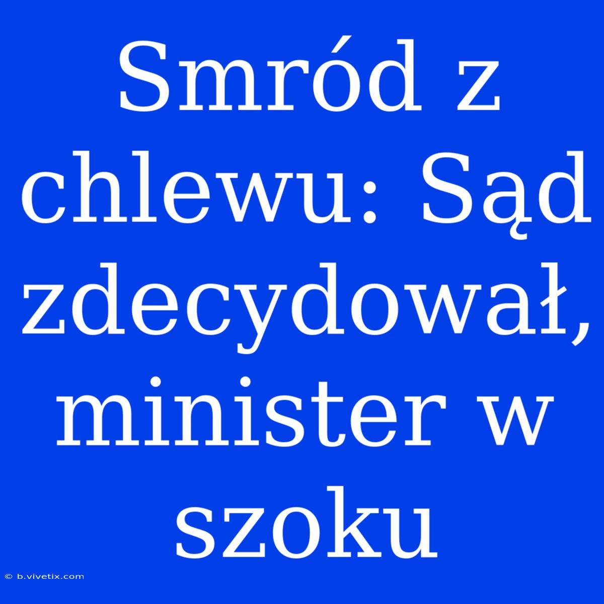 Smród Z Chlewu: Sąd Zdecydował, Minister W Szoku