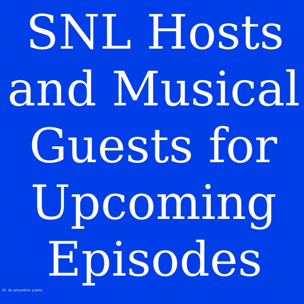 SNL Hosts And Musical Guests For Upcoming Episodes