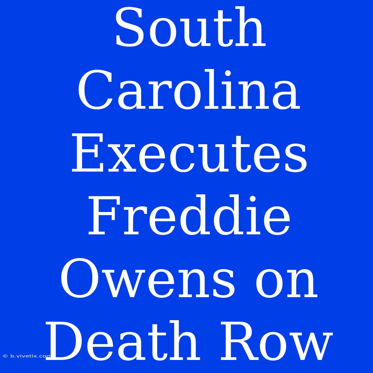 South Carolina Executes Freddie Owens On Death Row