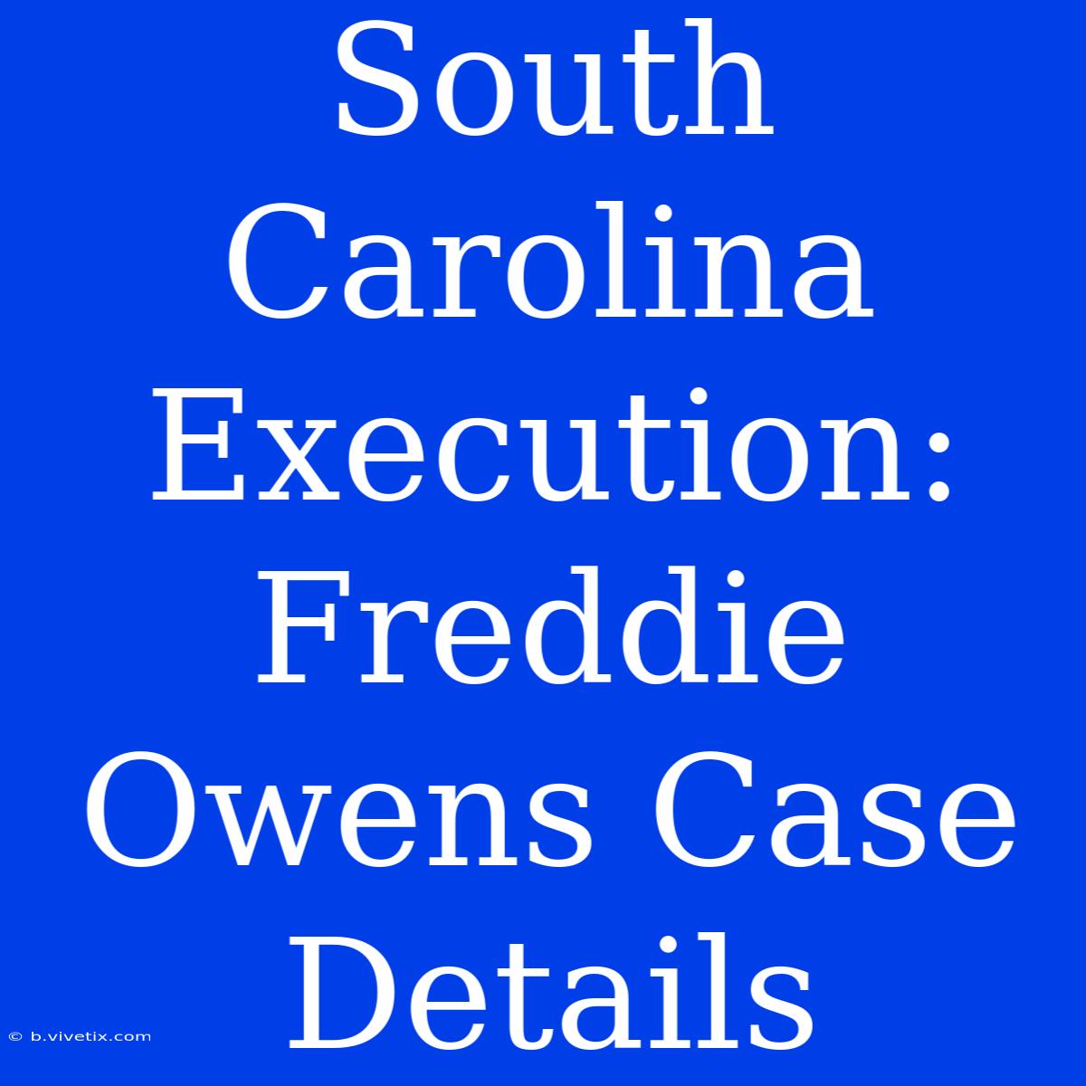 South Carolina Execution: Freddie Owens Case Details 