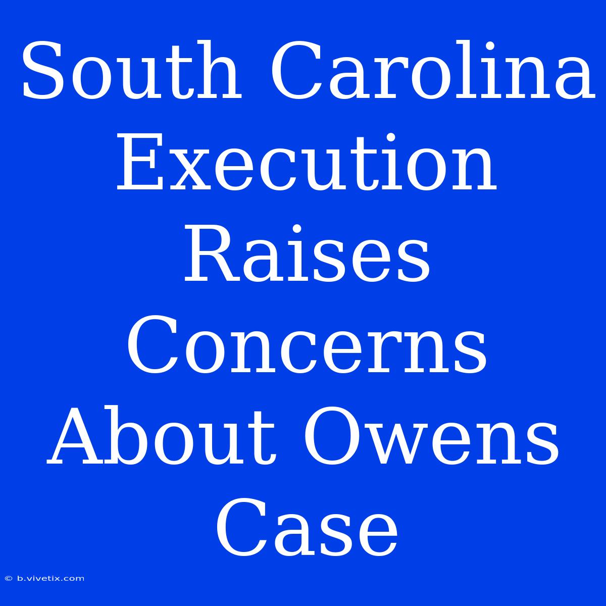 South Carolina Execution Raises Concerns About Owens Case