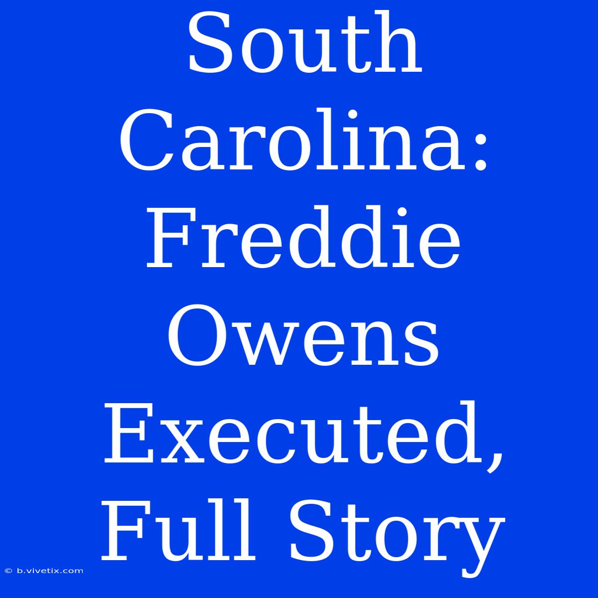 South Carolina: Freddie Owens Executed, Full Story