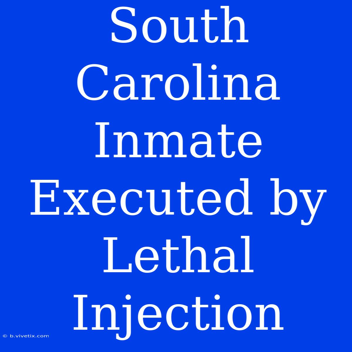 South Carolina Inmate Executed By Lethal Injection