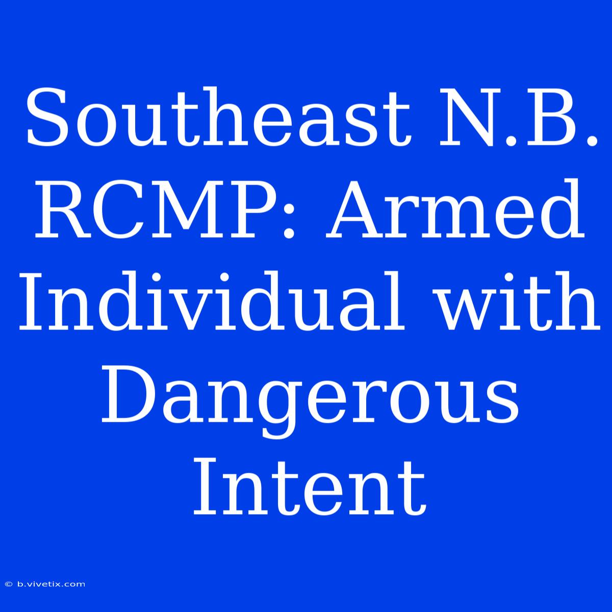 Southeast N.B. RCMP: Armed Individual With Dangerous Intent 