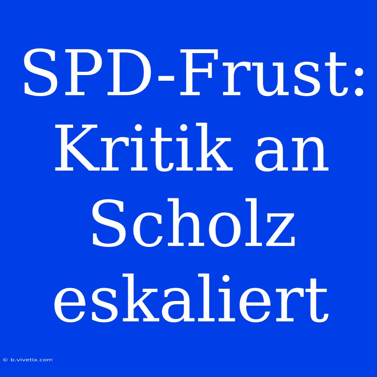 SPD-Frust: Kritik An Scholz Eskaliert