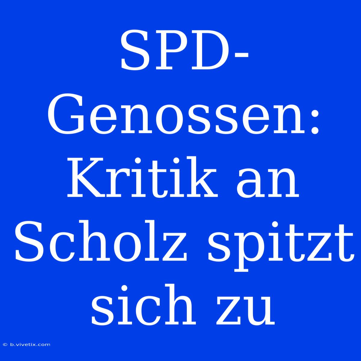 SPD-Genossen: Kritik An Scholz Spitzt Sich Zu