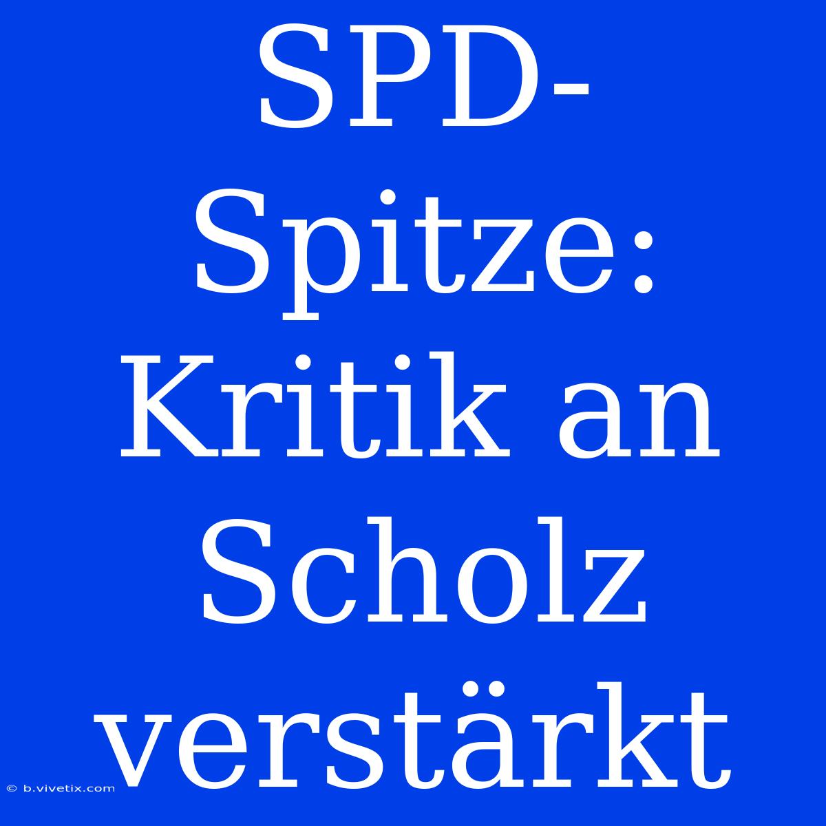 SPD-Spitze: Kritik An Scholz Verstärkt