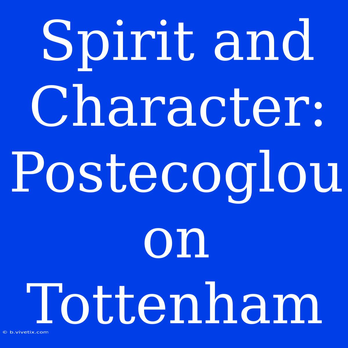 Spirit And Character: Postecoglou On Tottenham