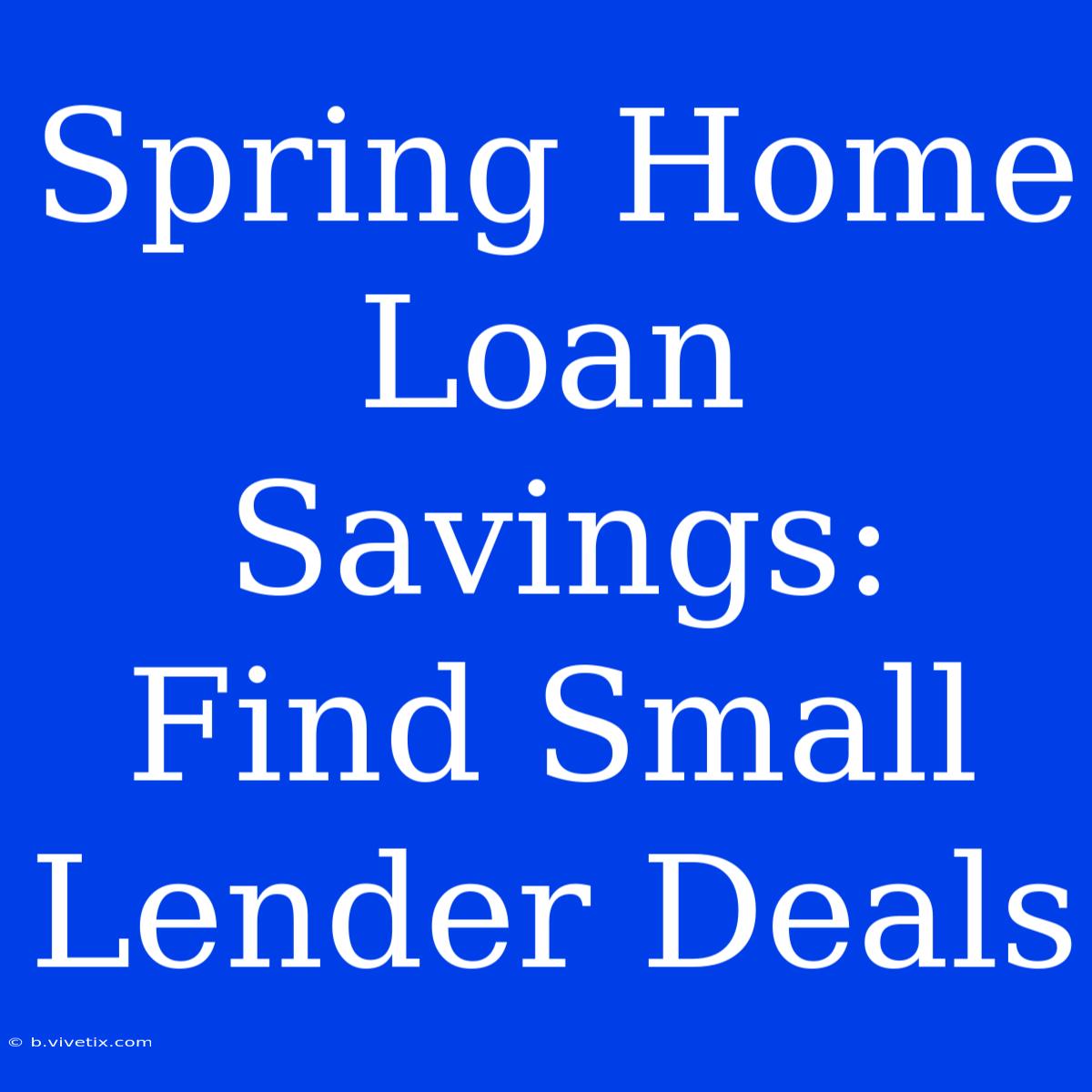 Spring Home Loan Savings: Find Small Lender Deals