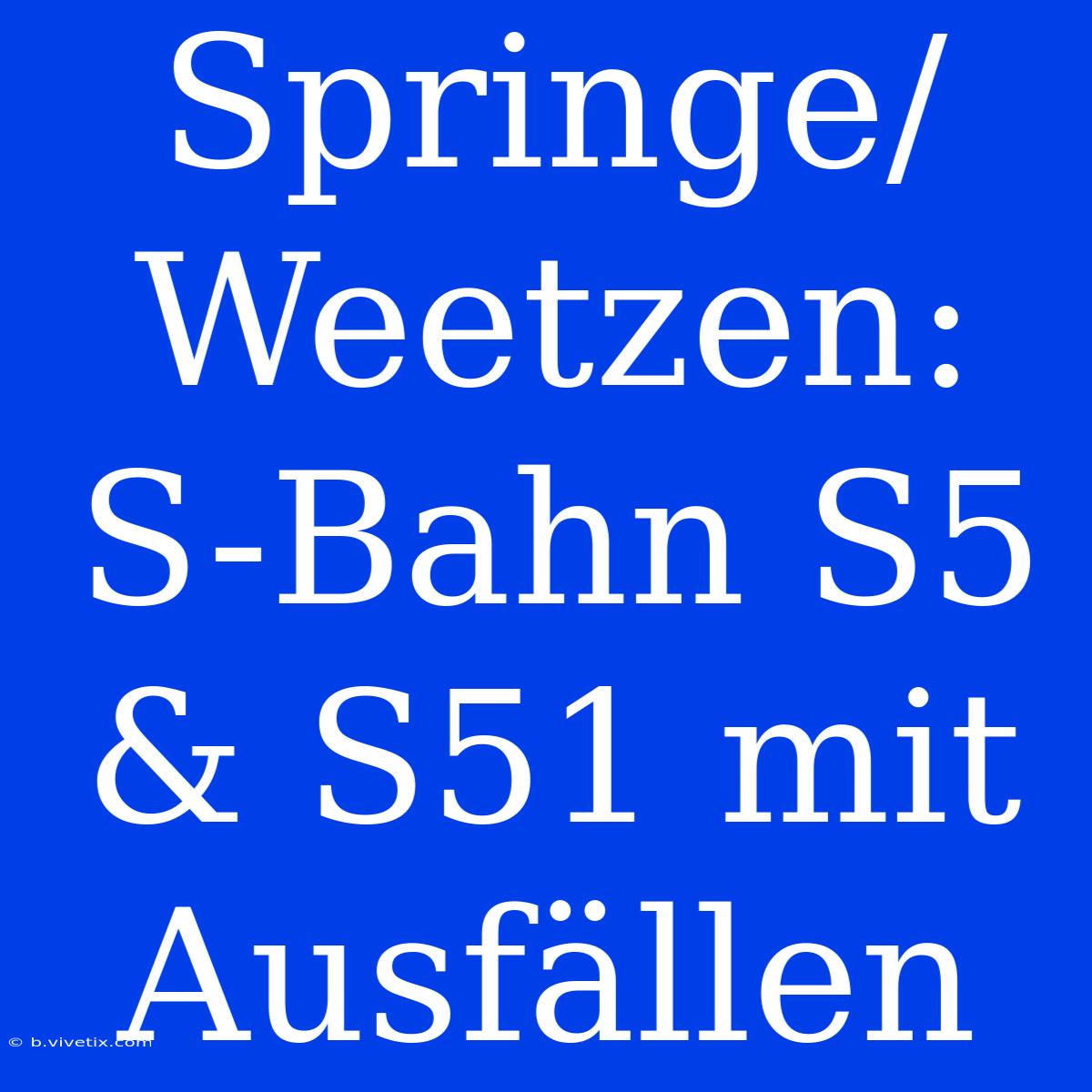 Springe/Weetzen: S-Bahn S5 & S51 Mit Ausfällen