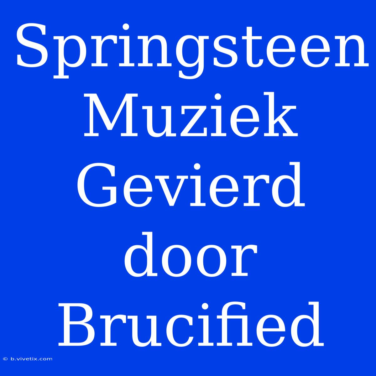 Springsteen Muziek Gevierd Door Brucified