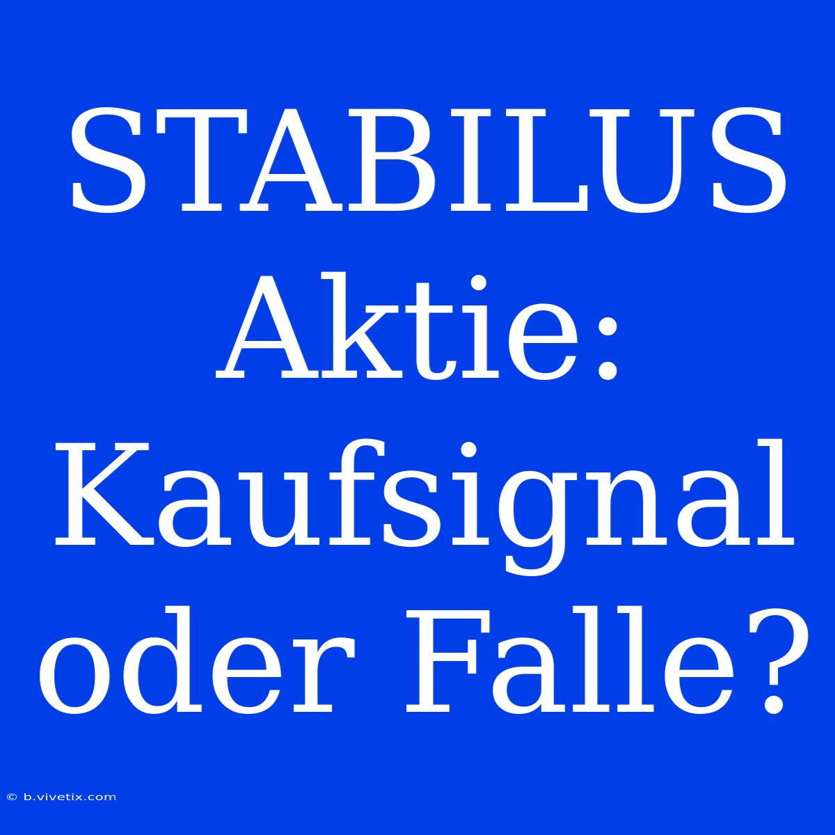 STABILUS Aktie: Kaufsignal Oder Falle?