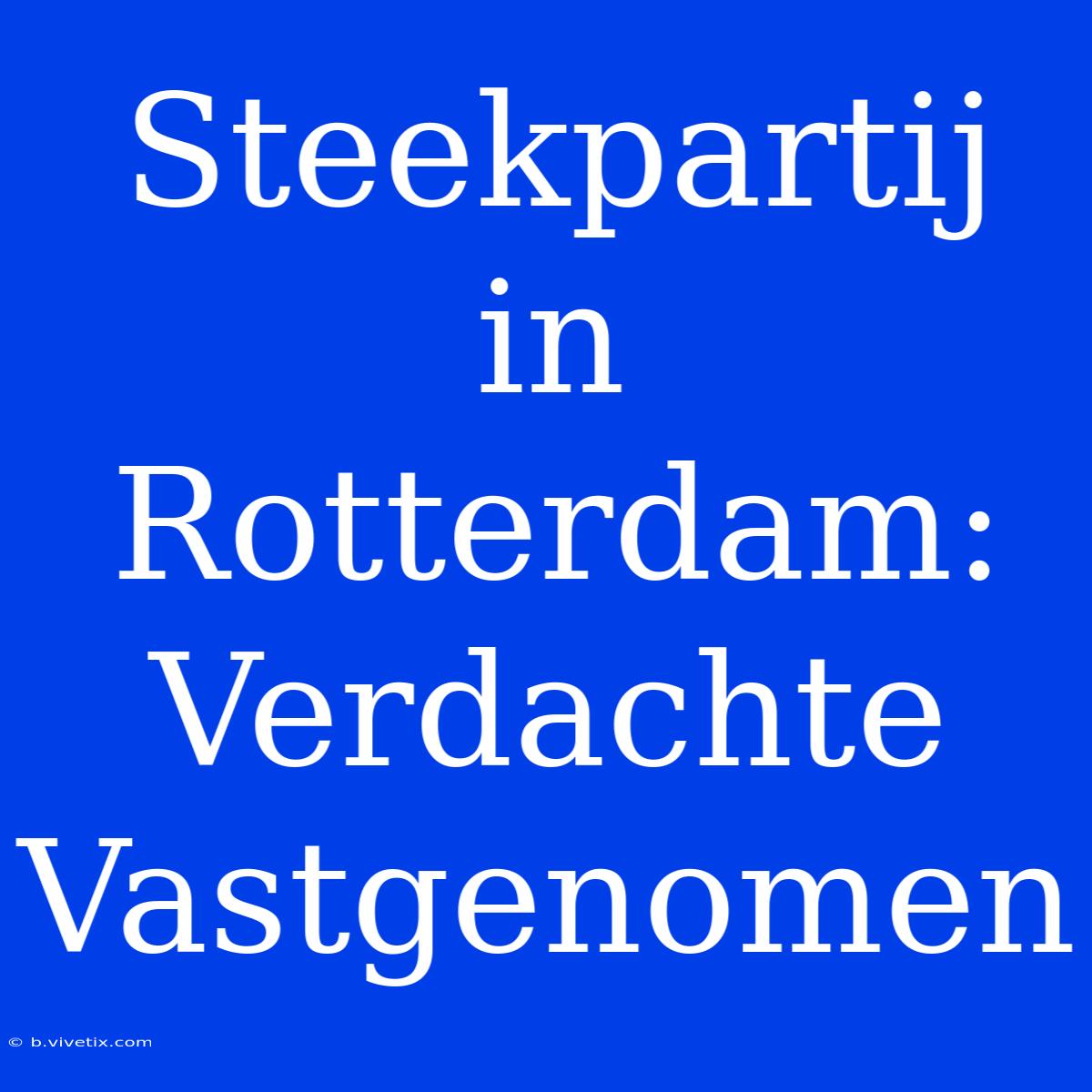 Steekpartij In Rotterdam: Verdachte Vastgenomen 