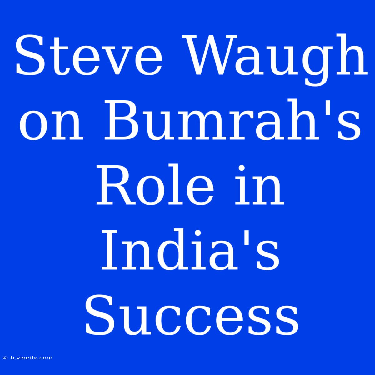 Steve Waugh On Bumrah's Role In India's Success