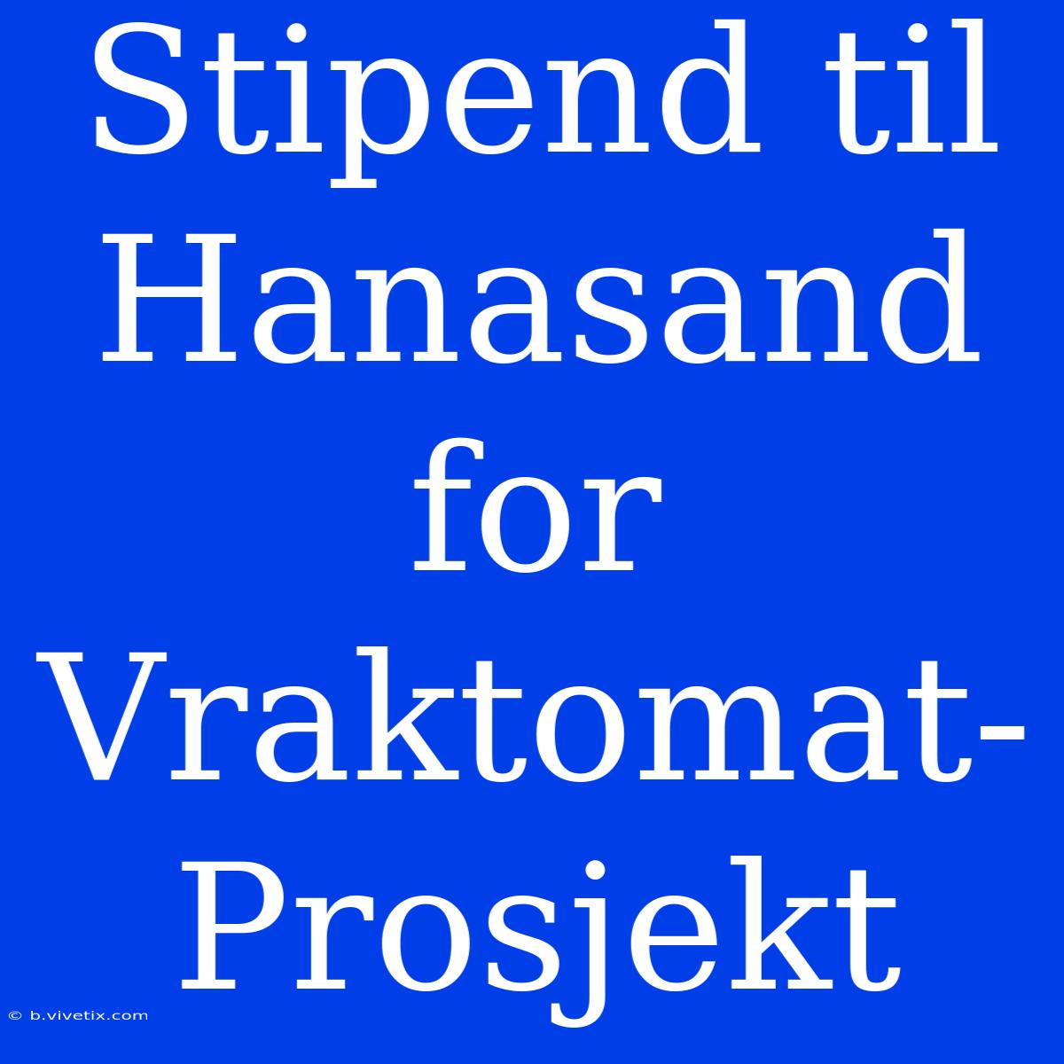 Stipend Til Hanasand For Vraktomat-Prosjekt