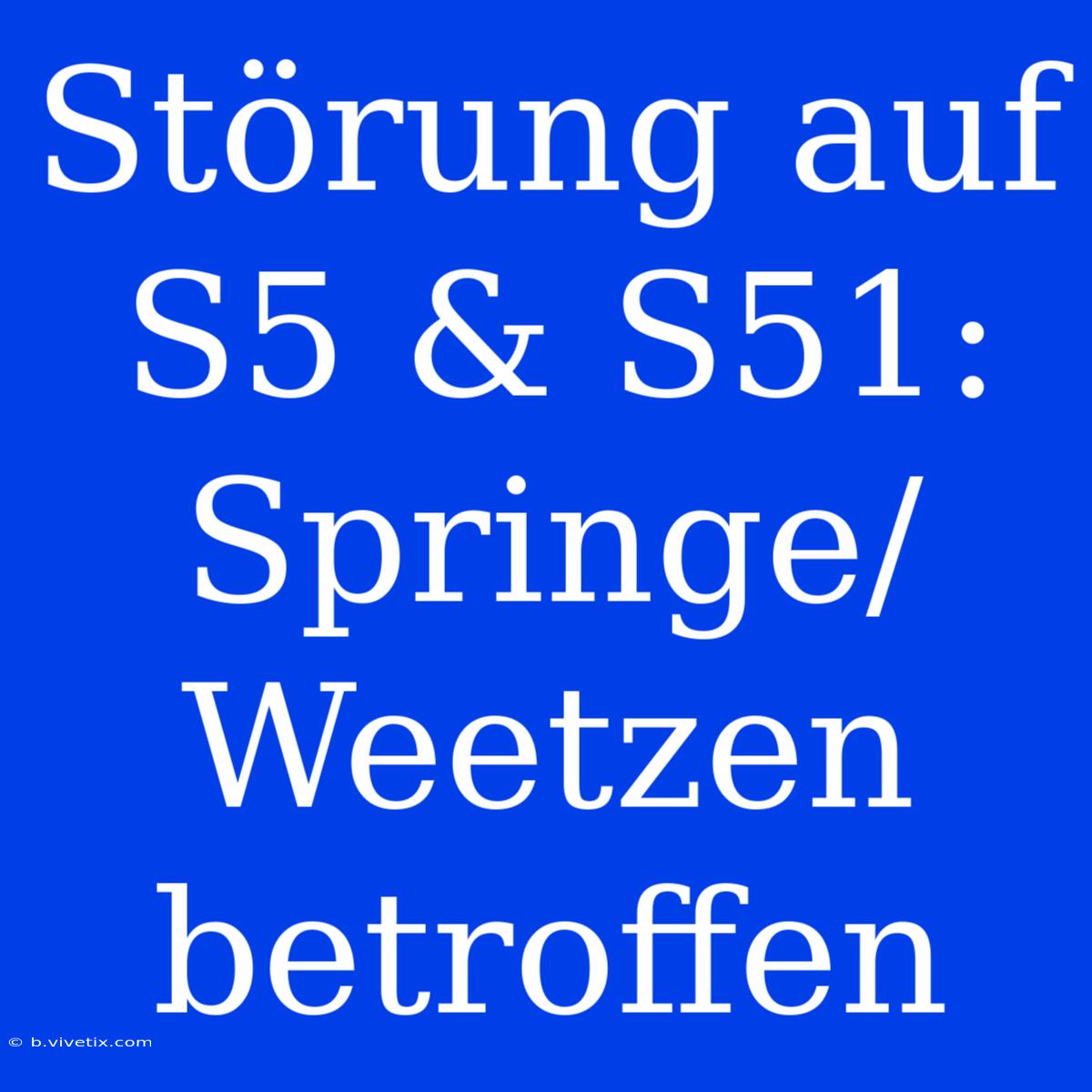 Störung Auf S5 & S51: Springe/Weetzen Betroffen