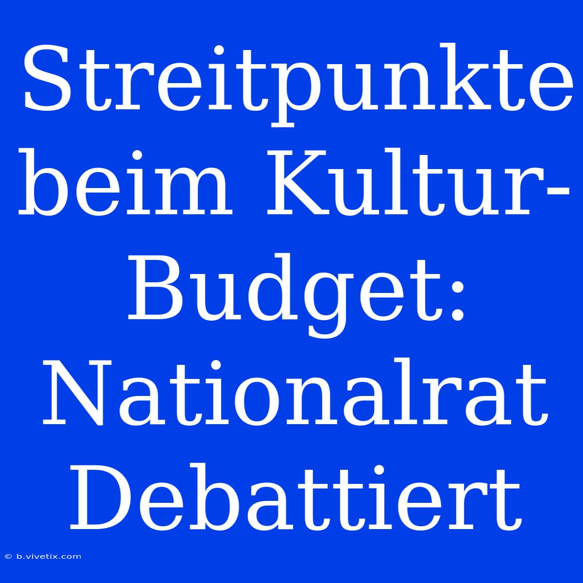 Streitpunkte Beim Kultur-Budget: Nationalrat Debattiert